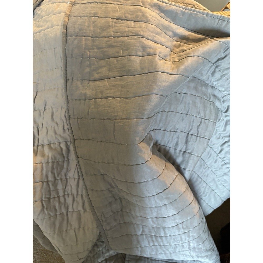 RARE Pottery Barn Silk blend Channel Queen Quilt only gray reversible